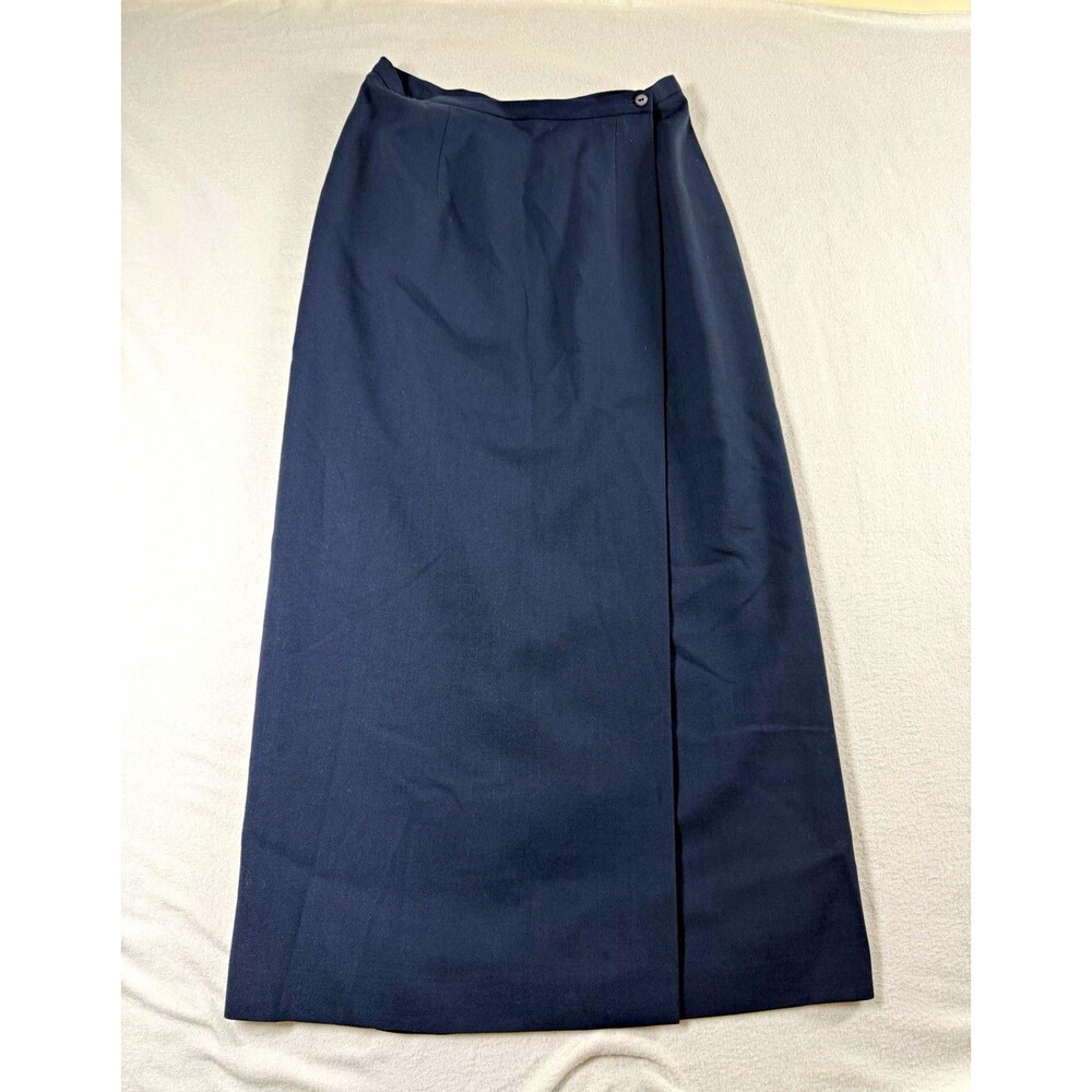 Talbots Women Navy Solid Straight Pencil Long Skirt 6 Worsted Wool Lined NEW 528